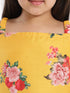 Girl's' Floral Printed Cotton Silk Kurta And Tulip Pants